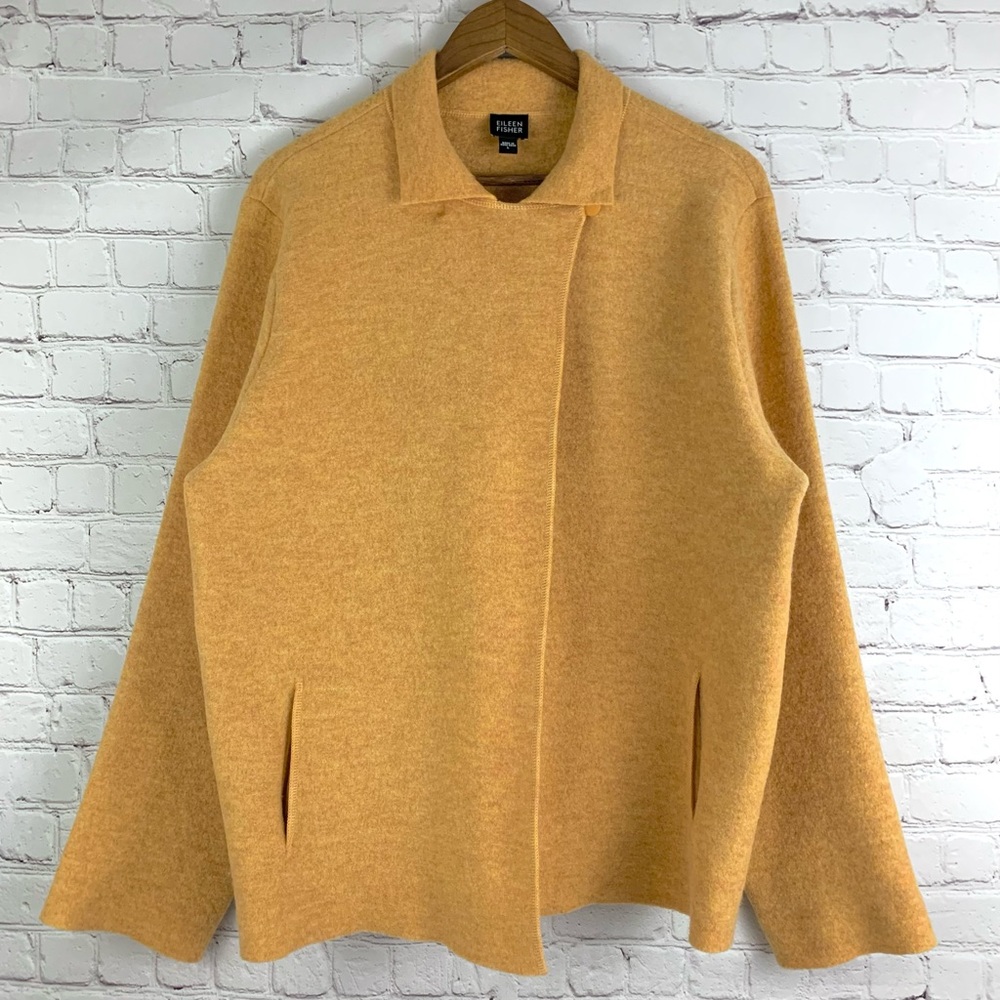 Eileen Fisher Boiled Wool Mustard Yellow Coat